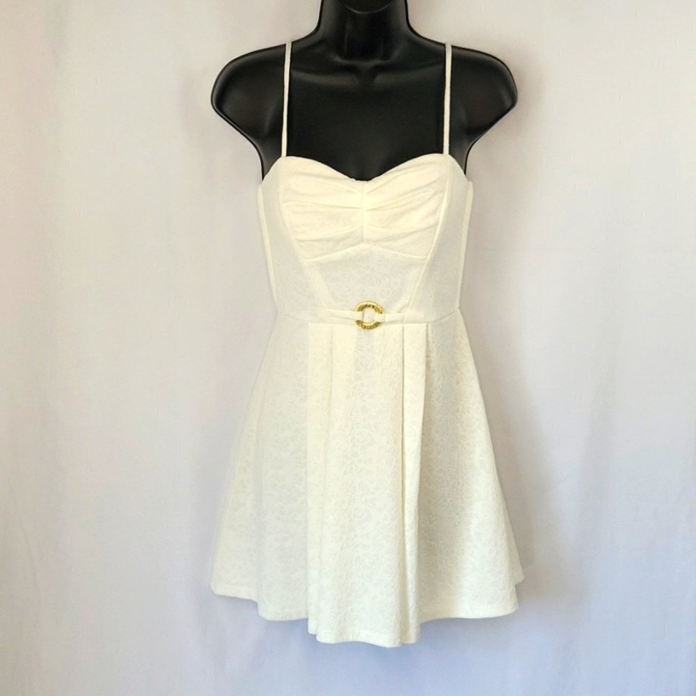 Teeze Me Little White A-Line Mini Dress with Spaghetti Straps Size 1